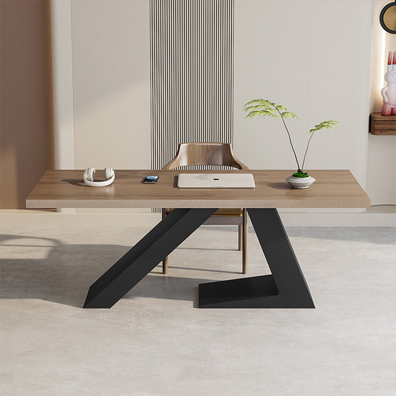 Bureaux rectangulaires en bois massif + fer, Brun, H 29,53 po x l 78,74 po x P 31,50 po