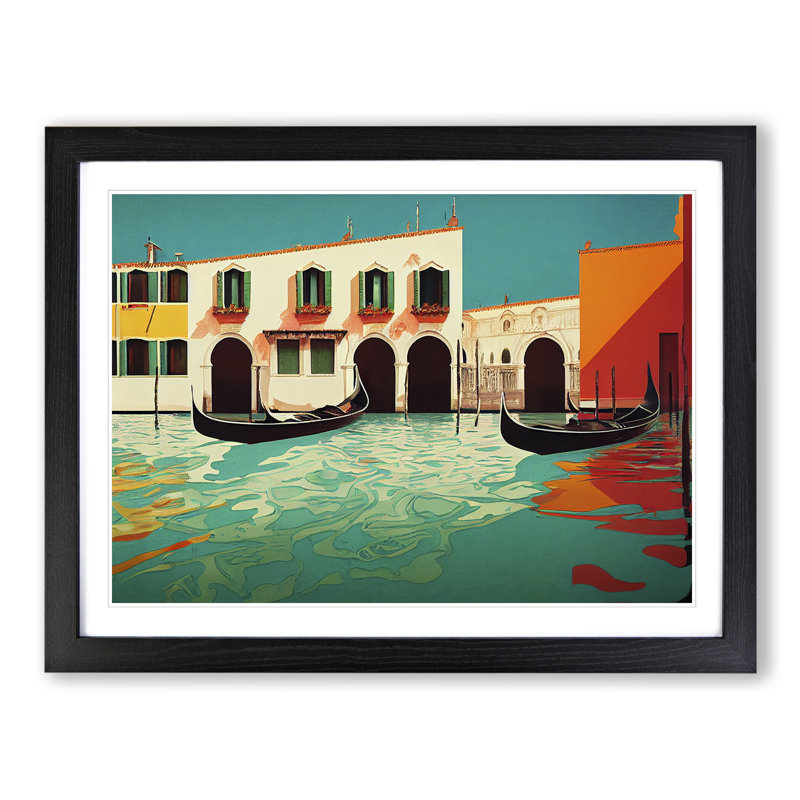 Modern Venice Canal Vol.1 - Framed Print, 25cm H x 34cm W x 2cm D, Black Framed
