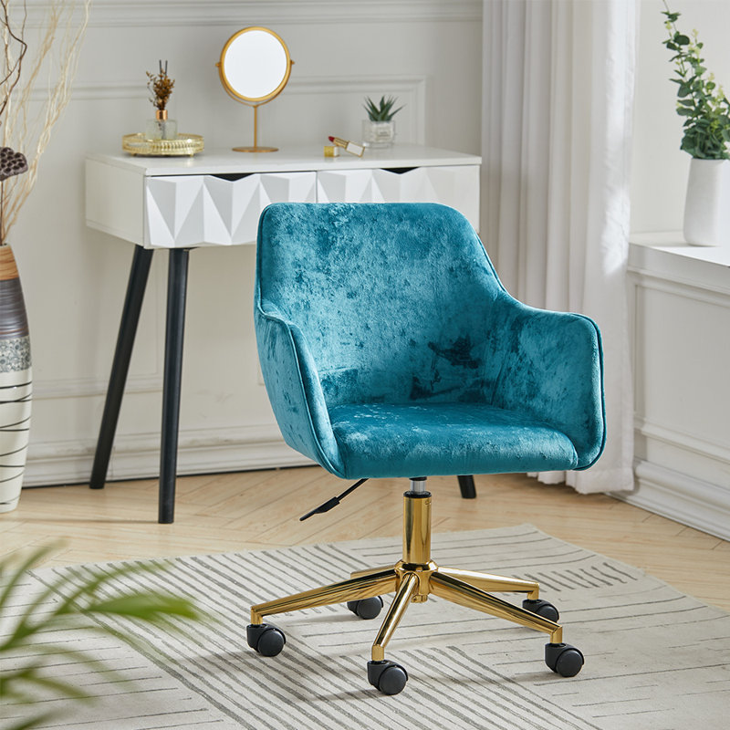 Agrim Velvet Office Chair, Mint Green