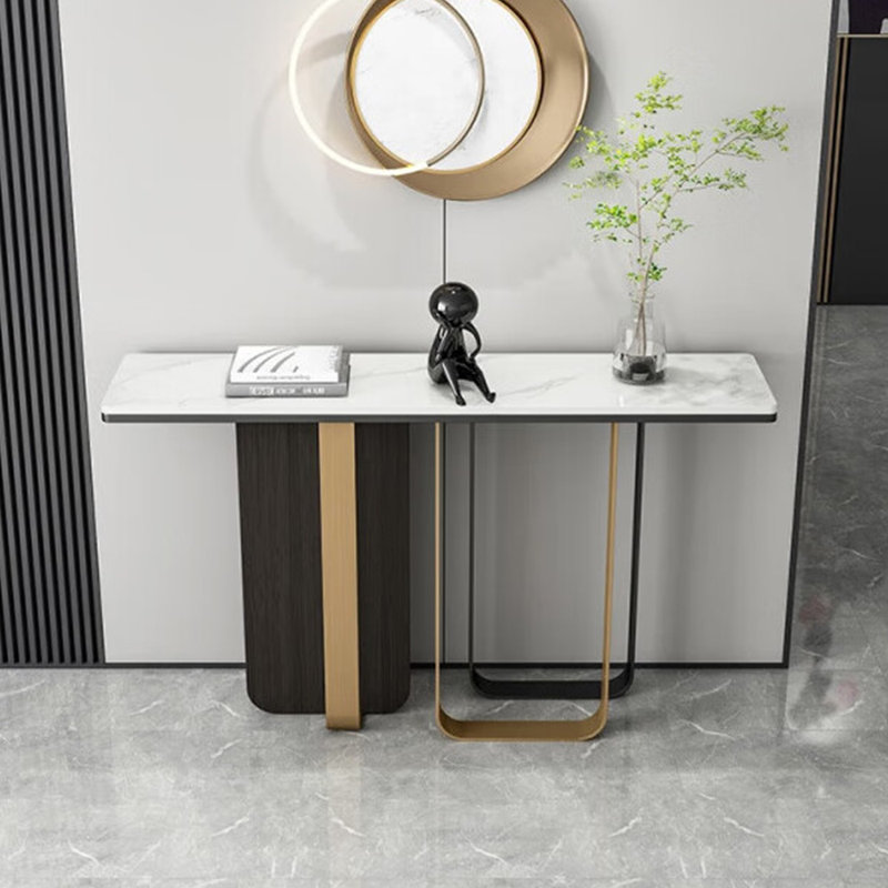 Table de porche en pierre frittée de style français., H 33,4 po x l 47,2 po x P 13,7 po