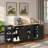 Multi-functional Storage Sideboard With Adjustable Shelves, 3-tier Pull-out Rack, Drawer And Door Storage Racks-1712567257