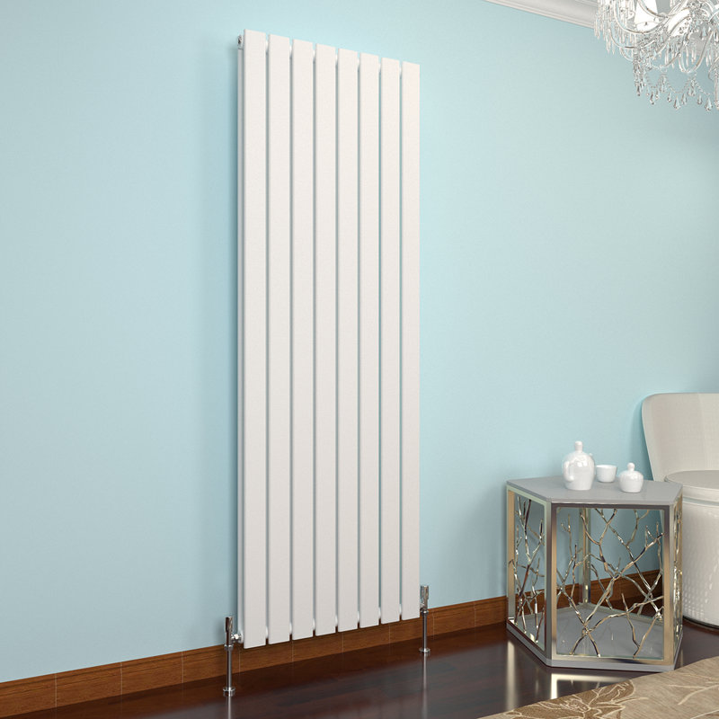 Flat Panel Central Heating Designer Radiator, 180cm H x 54.4cm W x 5.8cm D, White