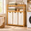 Panier à linge et tablette de rangement en bambou avec panier à linge à 3 compartiments-128582361-138202993