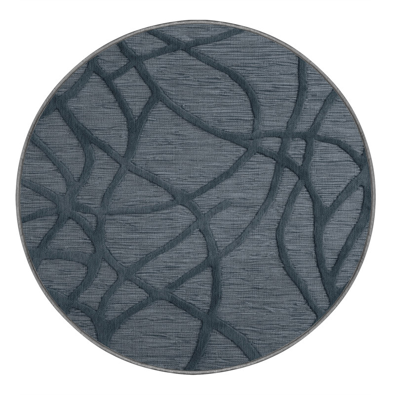 Tapis abstrait gris lavable à la machine, Rond 4 pi