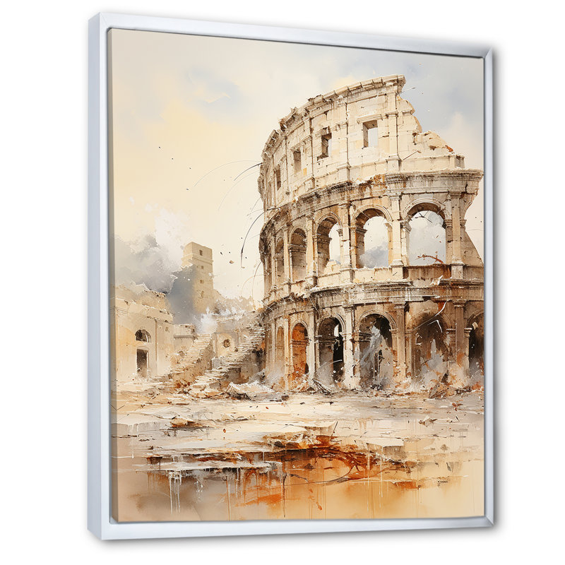 «Italian Colosseum Memory» sur impression sur toile, Cadre flottant blanc, H 40 po x l 30 po x P 1,5 po