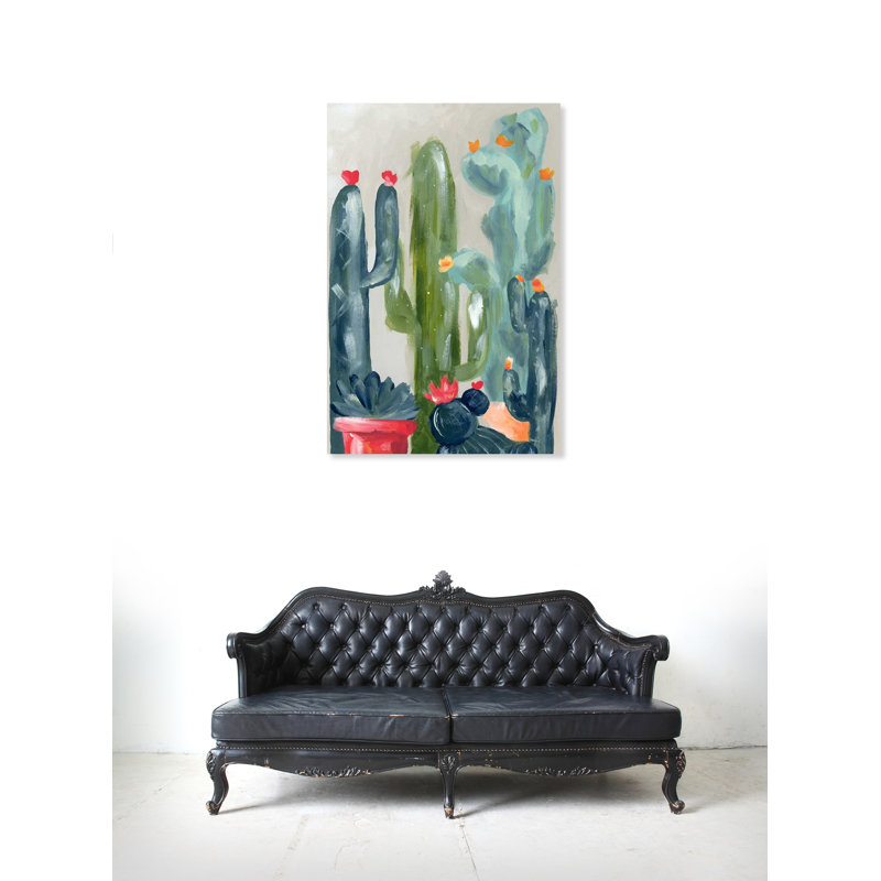 Cacti Fam - reproduction d'art sur toile tendue, H 45 po x l 30 po