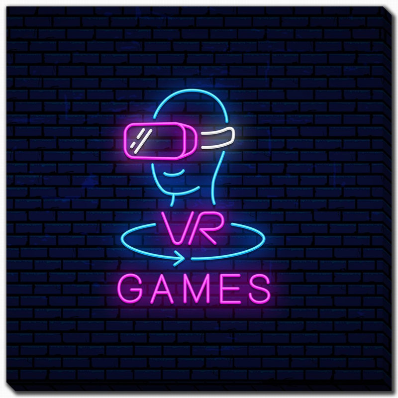 Neon Gaming 1, art mural sur toile, H 38 po x l 38 po