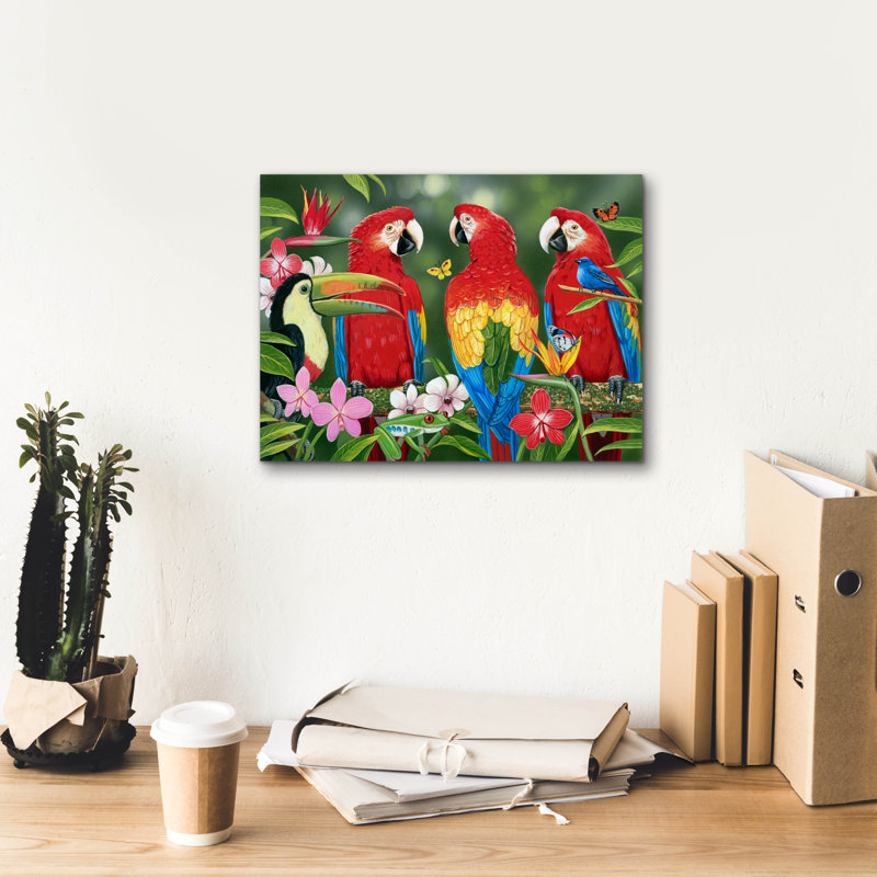 «Tropical Friends» par William Vanderdasson, H 12 po x l 16 po x P 0,75 po