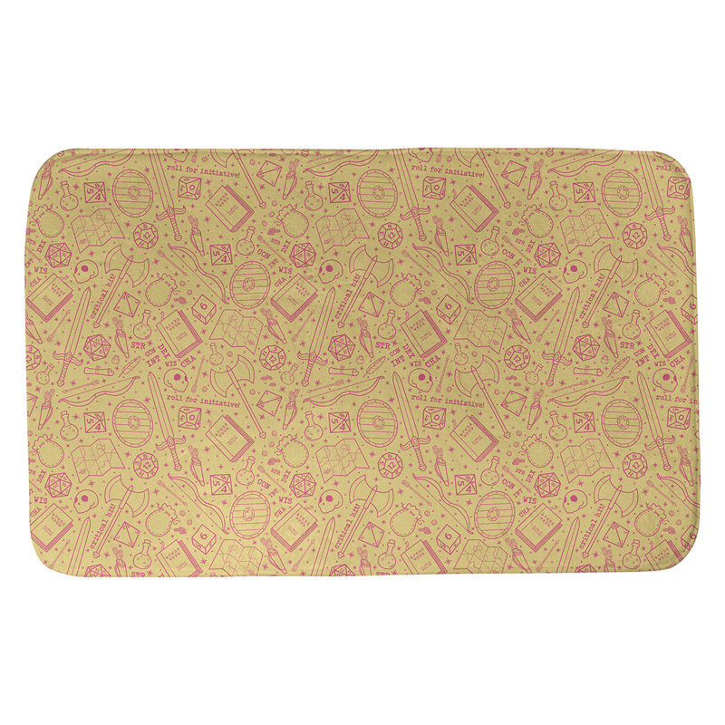 Tapis pour salle de bain rpg Leffel, l 17 po x L 24 po, Jaune / Rose