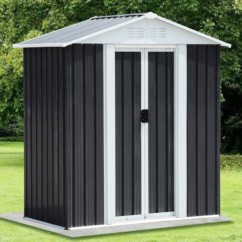 Remise d'extérieur en métal 5 x 3 pi avec finition gris foncé et revêtement en alliage d'aluminium pour atelier, Gris foncé