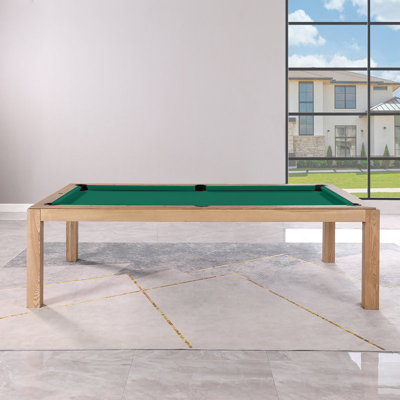 Table de billard en ardoise avec plateau de salle à manger Olivia, Vert jaune, Remise en plastique l 8 pi, Frêne Rétro