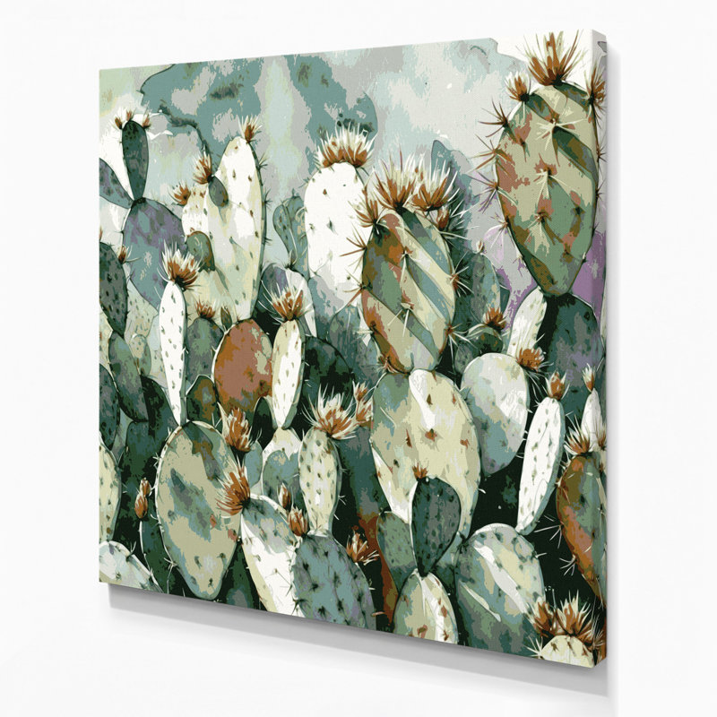 «Southwestern Plants Cholla Cactus 155», art mural sur toile brune, H 8 po x l 8 po