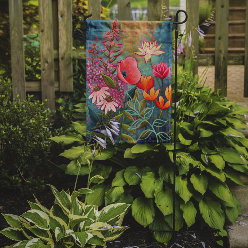 Drapeau de jardin en polyester 15,5 x 11 po Guerina, Mon jardin de fleurs II