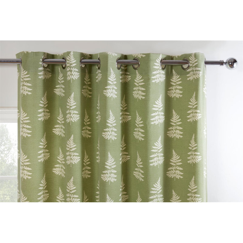 Jevin Cotton Blend Room Darkening Curtain Pair, Green, 72cm Width x 46cm Drop
