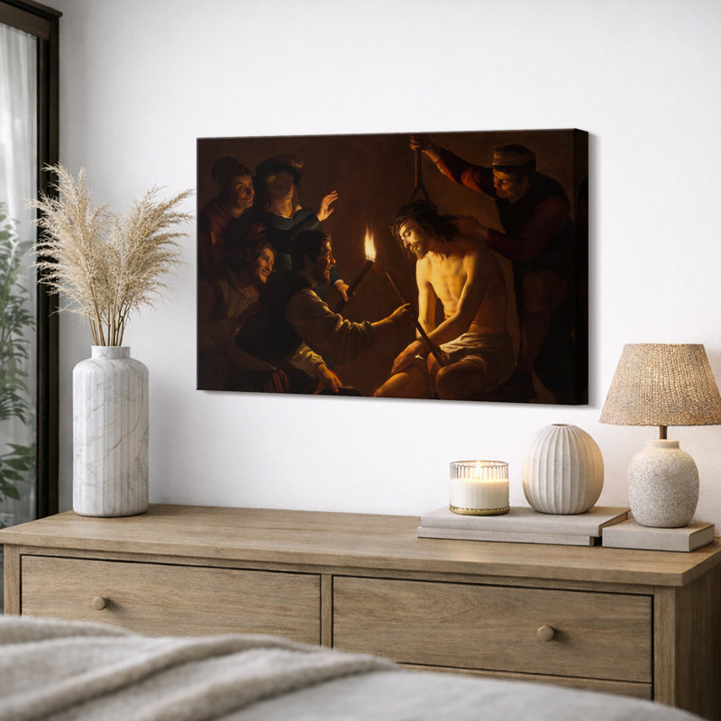 «Christ Crowned with Thorns», œuvre d'art baroque, images de salle d'étude, impression sur toile encadrée et giclée sur toile.