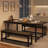 63" Dining Table Set for 4-6, Large Extendable Kitchen Table Set with 2 Upholstered Benches for 6, 3 Piece Rectangle Dining Table Set for 4 for Apartment, Saving Space-1134546654