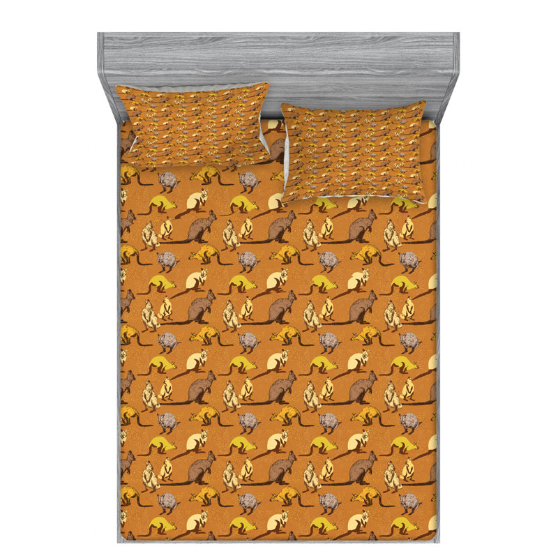 Microfiber Patterned Fitted Sheet, Queen Fitted Sheet with 2 Pillowcases