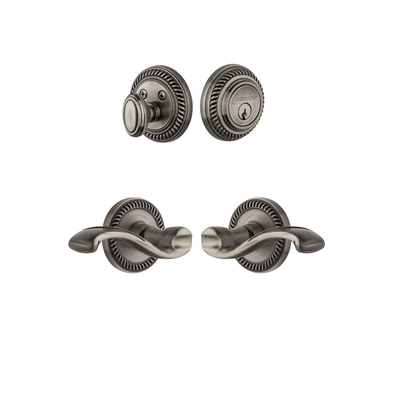 Newport Levers with Deadbolt, Antique Pewter
