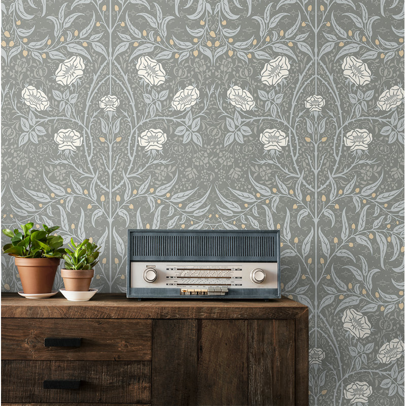 Peel & Stick Floral Roll, Alloy Gray