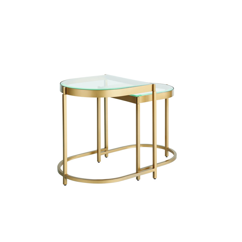 Gold Metal and Glass Nesting End Tables