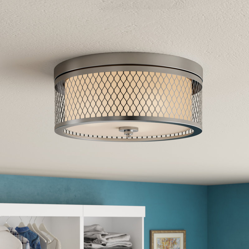 Malang Glass Flush Mount, Brushed Nickel