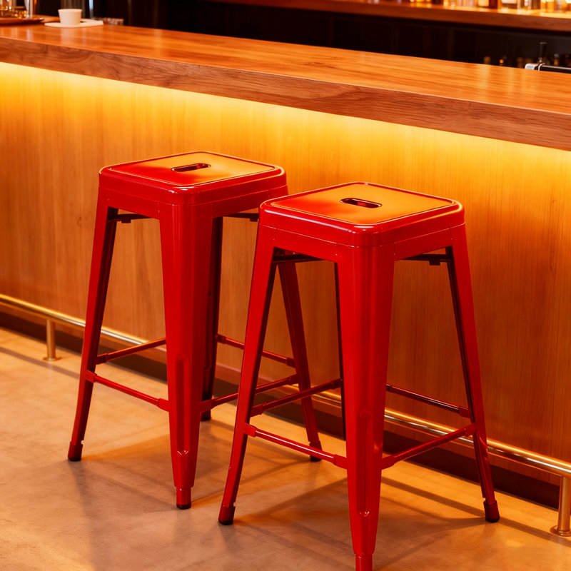 Kohki 24" Counter Stool Metal Bar Stools Counter Height Barstools Backless Indoor/Outdoor Bar Stools Kitchen Counter Stools Chairs(Set of 2)