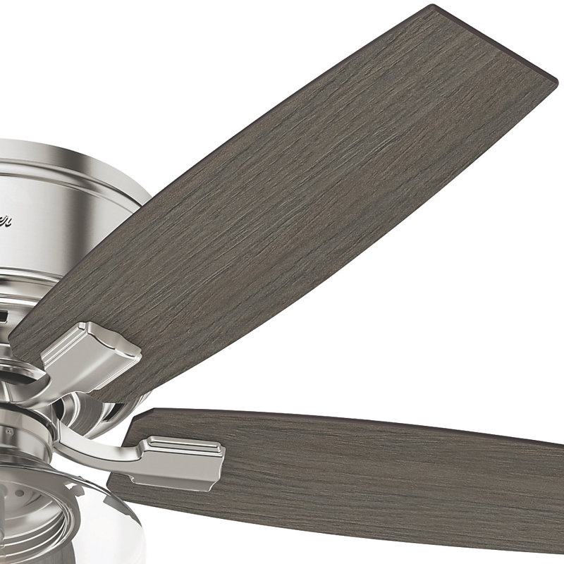 52" Brushed Nickel Low Profile Ceiling Fan with LED Light