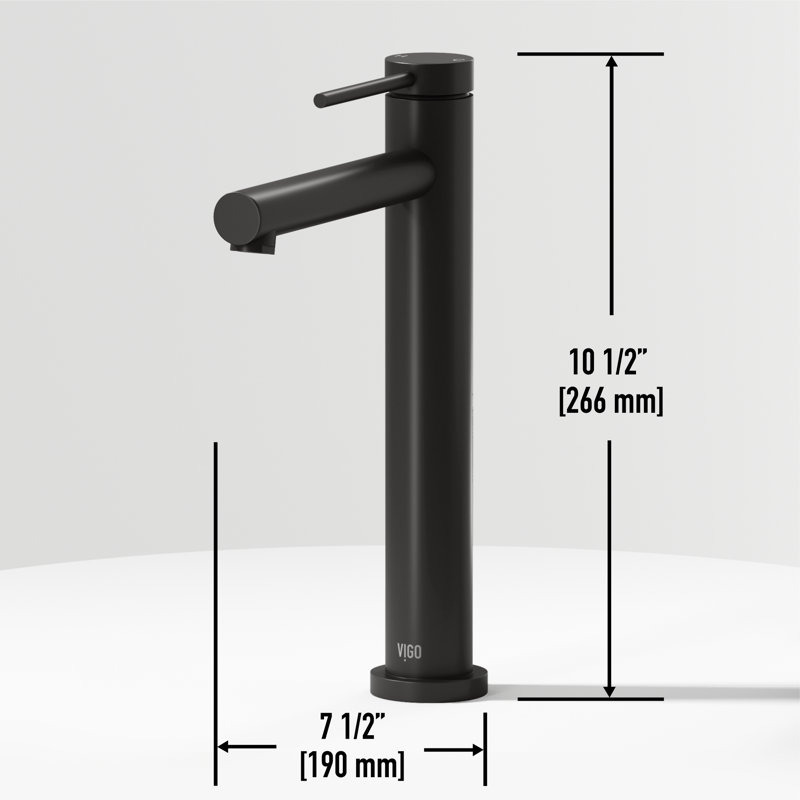 Jewel 11 in. Vessel Bathroom Sink Faucet, Matte Black