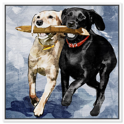 " Dogs And Puppies 'Playtime Blue' " Painting Print