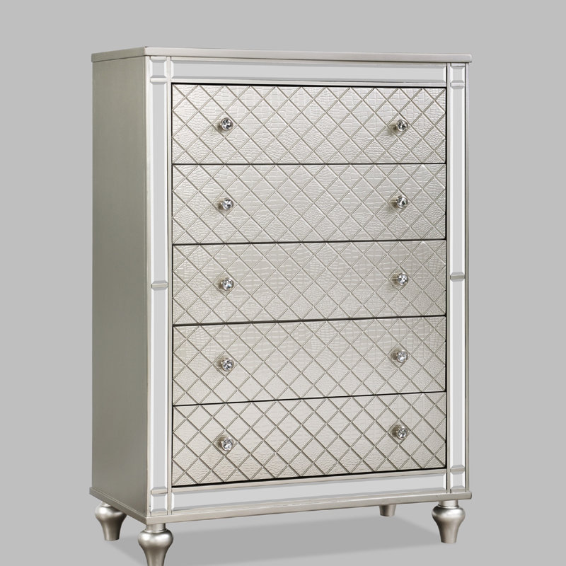 Commode de chambre à coucher 1 tiroir 5 pièces Glam