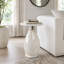 Table d'appoint avec plateau en marbre et base en verre artistique - Table de bout étroite pour la chambre à coucher ou le vestibule - Meuble décoratif rond contemporain - Blanc-1602470924