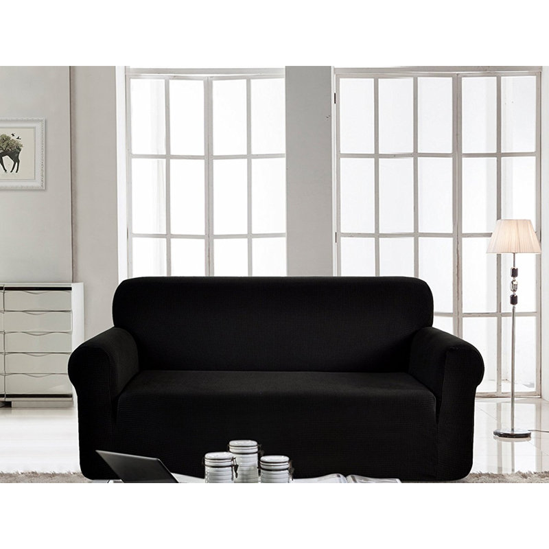 Housse pour causeuse à coussins carrés/rectangulaires, Noir, H 23 po x l 92 po x P 24 po