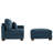 Bentura Oversized Upholstered Navy Corduroy Modular Chaise Lounge with Armrests & Throw Pillows-257373544-207004697