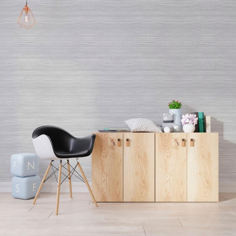 Rouleau de papier peint adhésif Mauriceville, gris, L 126 po x l 24 po
