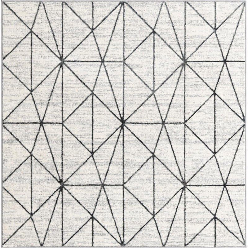 Tapis intérieur rectangulaire en polyester tissé à la machine abstrait Eshin, Carré 7 pi