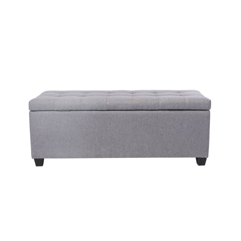 Fabric Upholstered Storage Bench, Grey