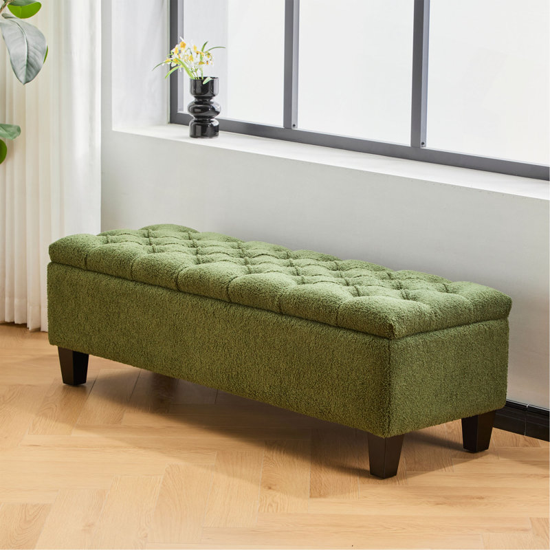 Banc de repose-pieds avec rangement, surface en polyuréthane, pieds en bois d'hévéa, capacité de 300 lb (repose-pieds seulement)