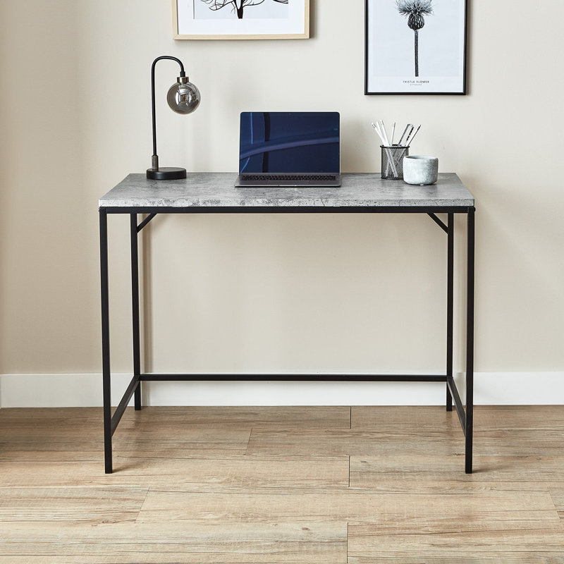 Kalyssa Metal Base Writing Desk, White, Black