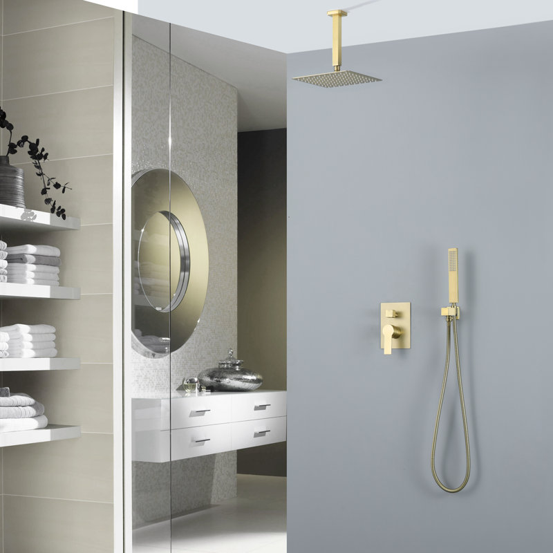 Système de douche complet avec valve brute, Or brossé