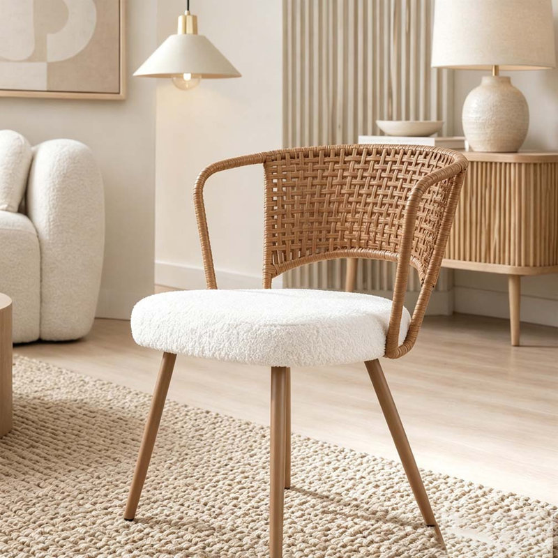 Table de salle à manger extensible en bois massif et chaises tissées brun foncé 2 pièces