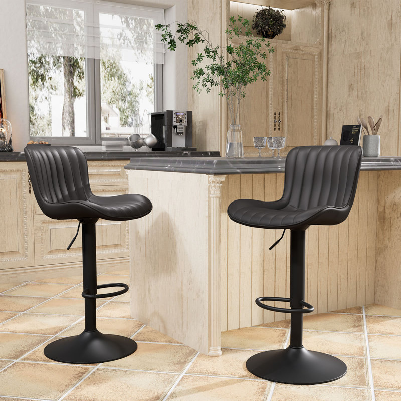 Tabourets de bar pivotants à hauteur réglable Denan, tabourets de bar modernes en similicuir, tabouret de comptoir rembourré