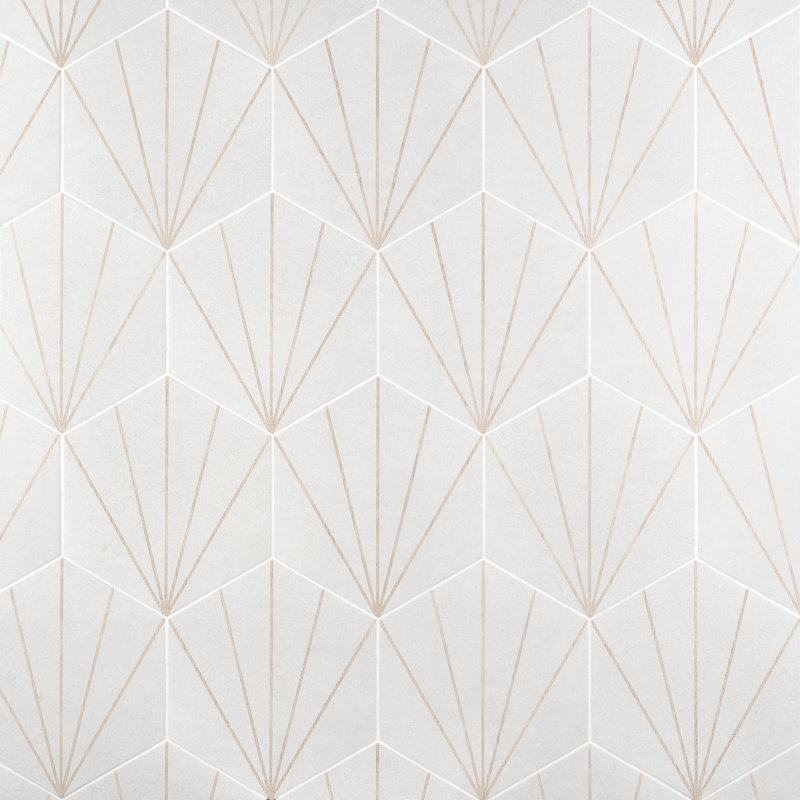 Carreau de porcelaine 13 po x 14,5 po Arbor Hex B poutres (10,51 pieds carrés / caisse), Blanc