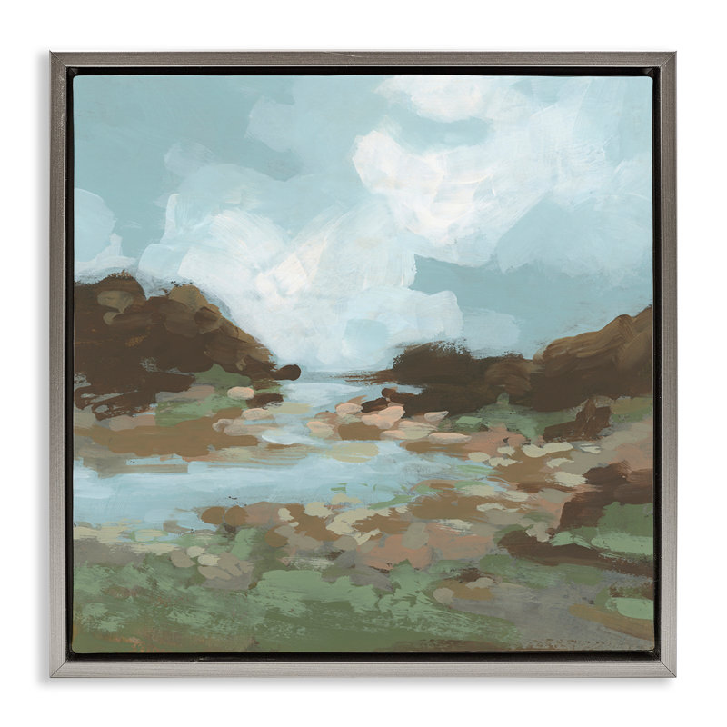 Art mural sur toile flottant Traditional River Bend par June Erica Vess, Cadre flottant gris lustré, H 18 po x l 18 po