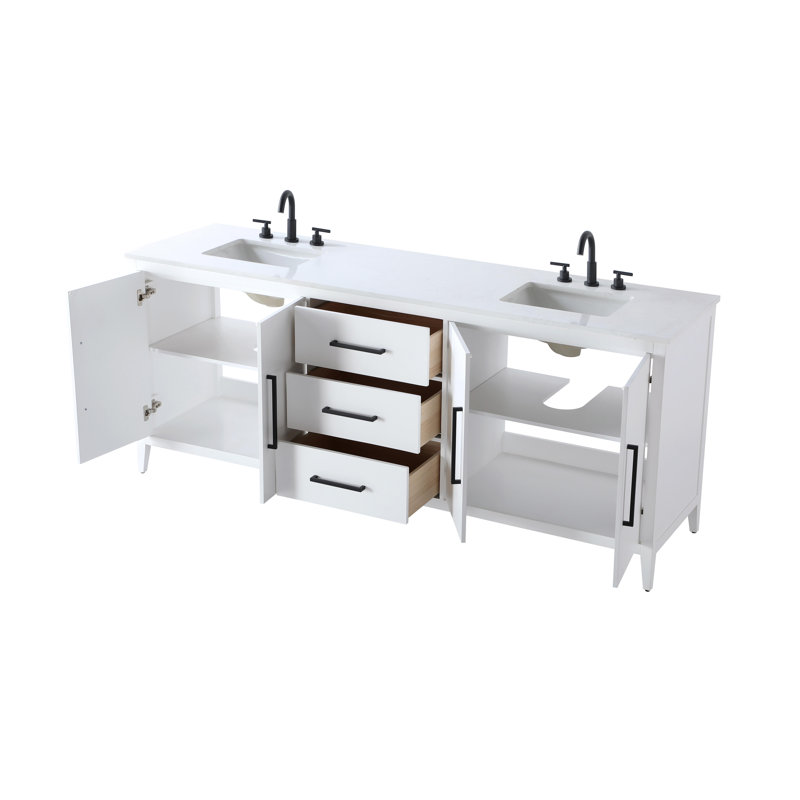 Meuble-lavabo double 84 po, Blanc
