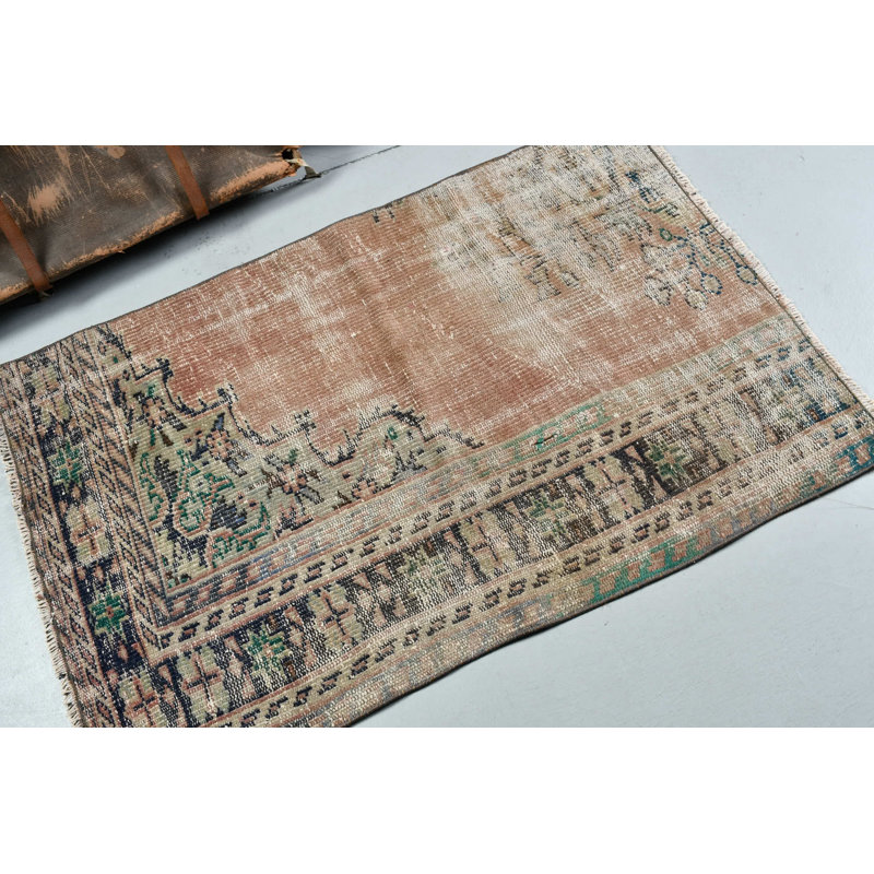 Small Turkish Vintage Home Decor Brown Bohemian Door Mat for Outdoor Use and a Perfect Gift