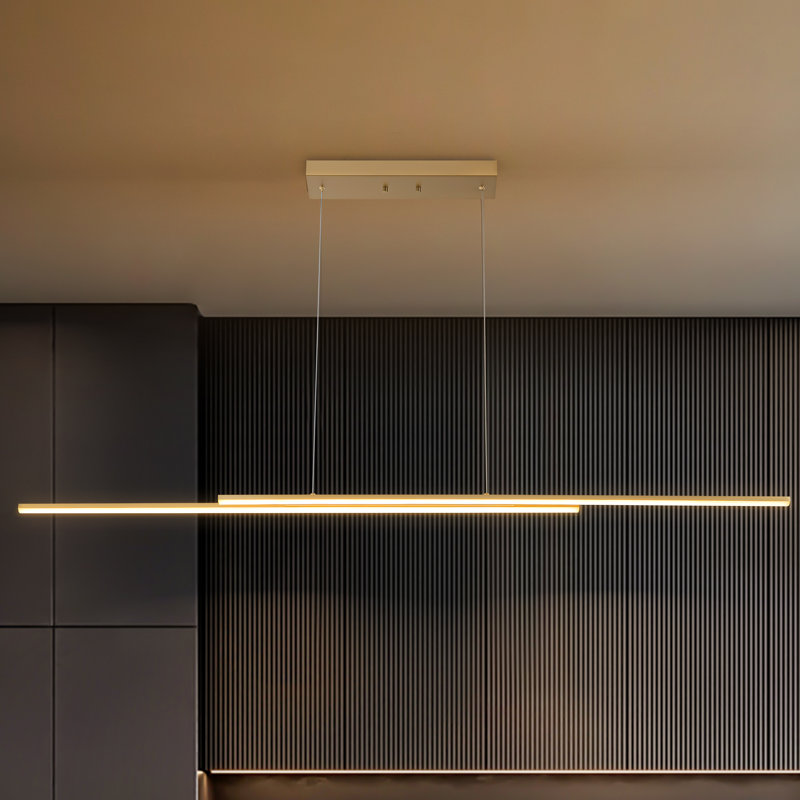 Burcker Dimmable LED Linear Kitchen Island Pendant Light, Gold