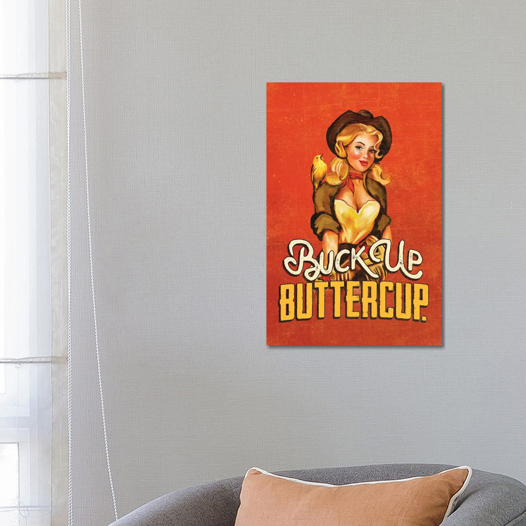 Buck Up Buttercup Ruby by The Whiskey Ginger - Wrapped Canvas Print