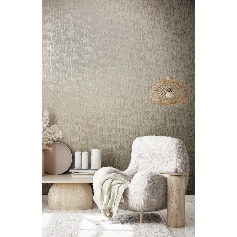 Naryah Collection Textured Ruche Silk Wallpaper Roll, Brown