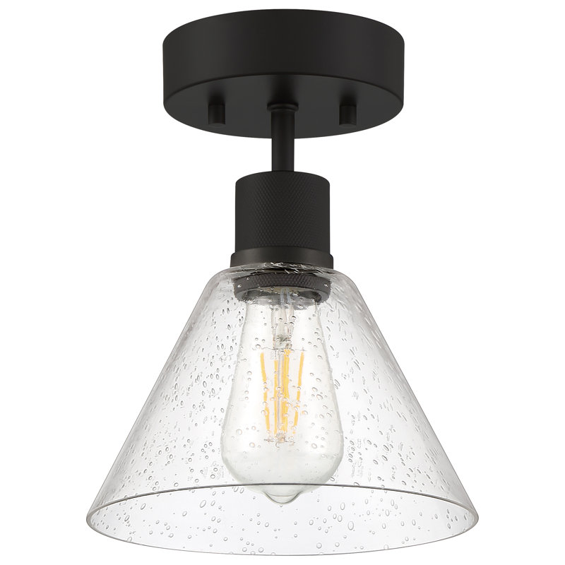 Southglenn Glass Semi Flush Mount, Matte Black
