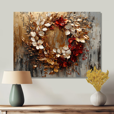 Ilionora Golden Vivid Wreath Spiral Of Petals - Couronne d'art mural